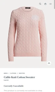 Lauren Ralph Lauren Women’s Cableknit Sweater With Scroll logo  Sz LG - Picture 1 of 7
