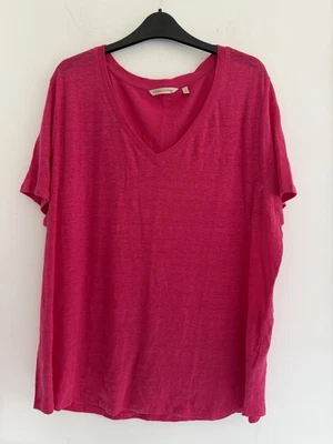 Soft Surroundings NUEVO Top Túnica Rosa Brillante Slubbed 100% Tejido Lino Cuello en V 3X Foto 1 de 3