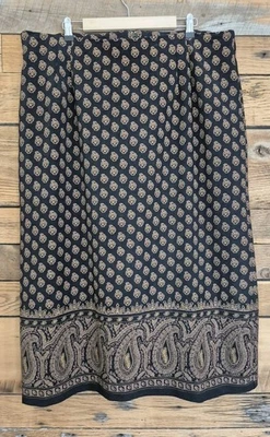 Briggs NY Maxi Skirt Women 24W Paisley Black, Brown Straight VNTG Retro BOHO - Image 1 of 4