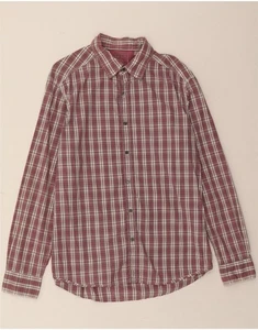 ESPRIT Mens Shirt Large Burgundy Plaid Cotton CZ02 - Picture 1 of 3