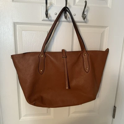 Bolsa tote Annabel Ingall couro marrom seixo grande Isabella - Imagem 1 de 4
