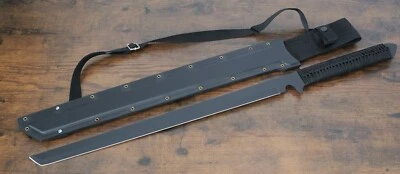 26” Ninja Sword Stealth Black Hard Sheath Shadow Ops Back Strap Stealth Tanto - Image 1 of 4