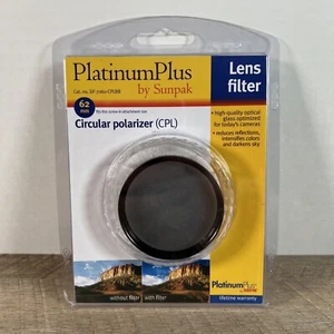 Platinum Plus by Sunpak 62mm Circular Polarizer Lens Filter DF-7060-CPLBB - Picture 1 of 5