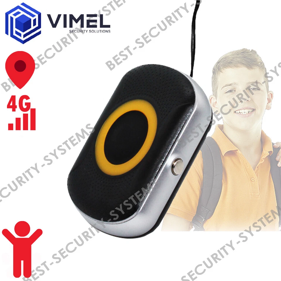 VIMEL 4G Wireless Personal GPS Tracker Kids Elderly SOS Button Waterproof