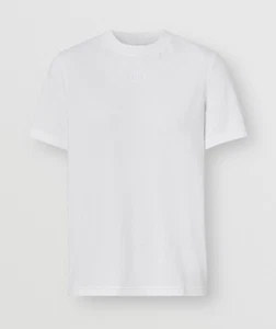 Burberry - T-Shirt - White Cotton TB Logo - M New&Tag - Picture 1 of 4