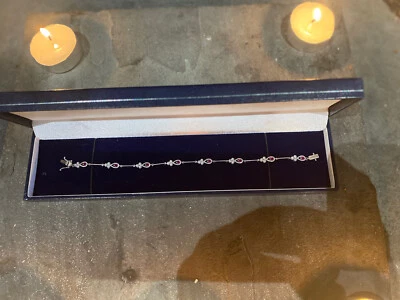 18ct White Gold Daimond &Ruby Tennis Bracelet  - Image 1 of 4