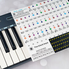 Colorful Piano keyboard Stickers for 88/61/54/49/37 Key Keyboards Transparent