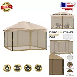 Universal Mosquito Netting for 10' x 13' Gazebo with Double Zippers - Dark Brown - Picture 1 of 11
