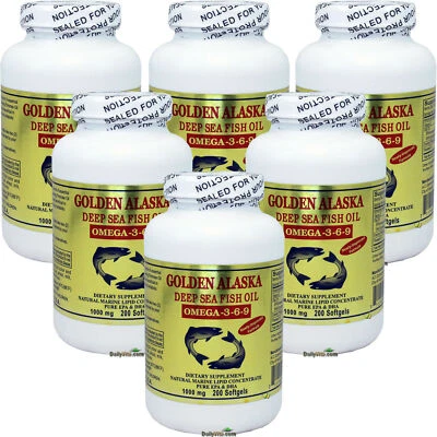 6 x Golden Alaska Deep Sea Fish Oil Omega-3-6-9 200 Softgels EPA DHA - Image 1 of 3