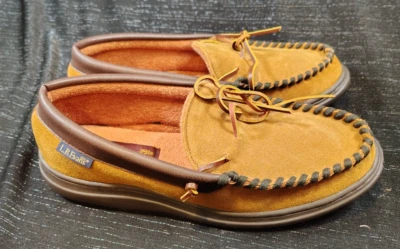 LB EVANS Vernan Moc Puntera Zapatilla Casa Zapato Para Hombres Talla 8 M Gamuza Cuero Borde! Foto 1 de 4