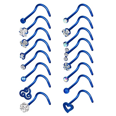 32PCS Surgical Steel Nose Hoop Ring 20G Screw Studs Cartilage Earrings Piercing - Image 1 of 4