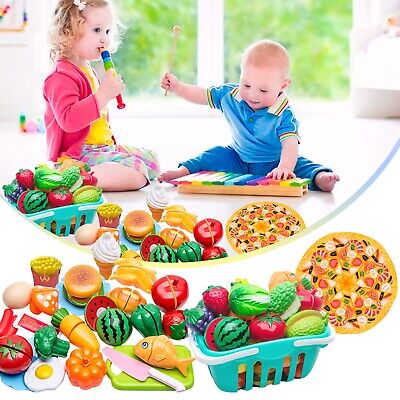 Play Food Toys For Kids Kitchen Set Playset Accessories Peel Cut Toy Food • 20.63€
