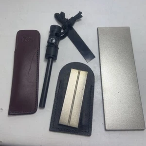 Ferro stick w compass small Pocket knife sharpening stone Lot fishing Camp hike - Picture 1 of 2
