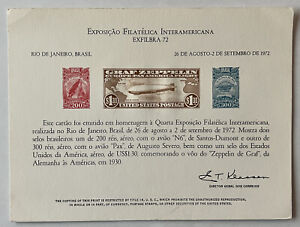 1972 PHILATELIC INTER-AMERICAN EXHIBITON GRAF ZEPPELIN SOUVENIR CARD