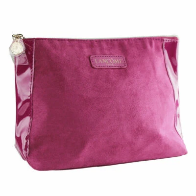 Lancome Fuchsia Suede & Charol with Gold Zipper Cosmetic Makeup Travel Bag - Image 1 of 4