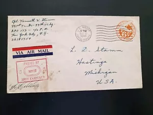 APO 133 Chartres, FRANCIA 1944 Copertura Esercito Censurata Seconda Guerra Mondiale 99 Portaerei APO 574 - Foto 1 di 2