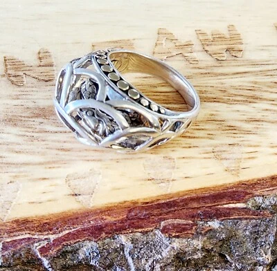 Anillo de cúpula calado John Hardy retirado talla 8 con dragón NAGA dentro! Talla 8 Foto 1 de 4
