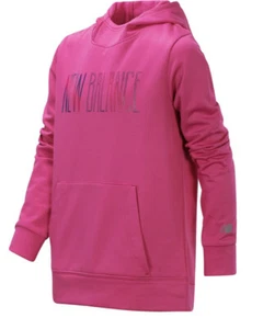 New Balance Sweatshirt Girl Large Pink Hoodie Graphic Print Logo - Picture 1 of 3