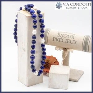 Collana in Lapislazzuli Perle Barocche Scaramazze pietre dure naturali e argento - Foto 1 di 6