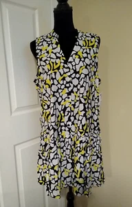 Nine West Button Front Ruffle Hem Dress Size L Multi New $50 (T006K) - Picture 1 of 9