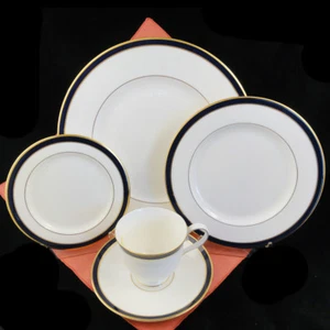 LENOX FEDERAL COBALT GOLD 5 Piece Place Setting NEW NEVER USED made in USA - Picture 1 of 11