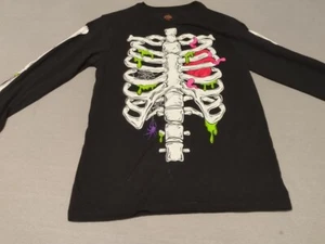 Celebrate Halloween Shirt Boys Size XL (14-16) Skeleton Long Sleeve Black - Picture 1 of 4