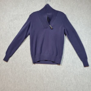 Tommy Hilfiger Pullover Herren mittelblau Strick Baumwolle Schalkragen Logo Pulli - Bild 1 von 9