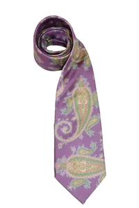 Breuer Men's Silk Neck Tie Purple Paisley 60 L X 3.5 W Made in Italy - Picture 1 of 7