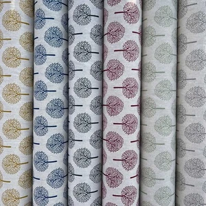 Melberry Trees Cotton Rich Linen Look Designer Curtain Upholstery Bag Fabric - Picture 1 of 32