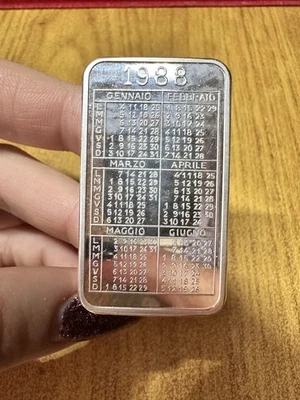 LINGOTTO CALENDRIER 1988 ONCE 31,1 Gr ARGENT 999 - Photo 1/2