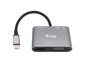 Equip 133483 USB-C Multifunktionsadapter 5-in-1-USB-C-zu-HDMI/VGA/USB 3.0/AUX/US - Afbeelding 1 van 4