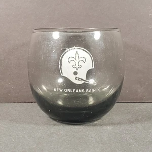 New Orleans Saints 1970’s NFL 3.25" Low Ball Smoked Tumbler Glass Bar Whiskey - Picture 1 of 7
