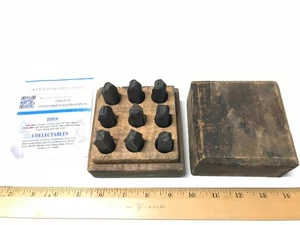 Early Vintage Large Heavy Duty Punch Set 0-9 Metal Punches in Wooden Box - Picture 1 of 6