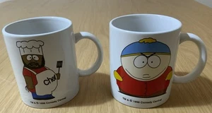 South Park Mugs 1998 Chef & Cartman Comedy Central, Vintage VGC - Picture 1 of 5