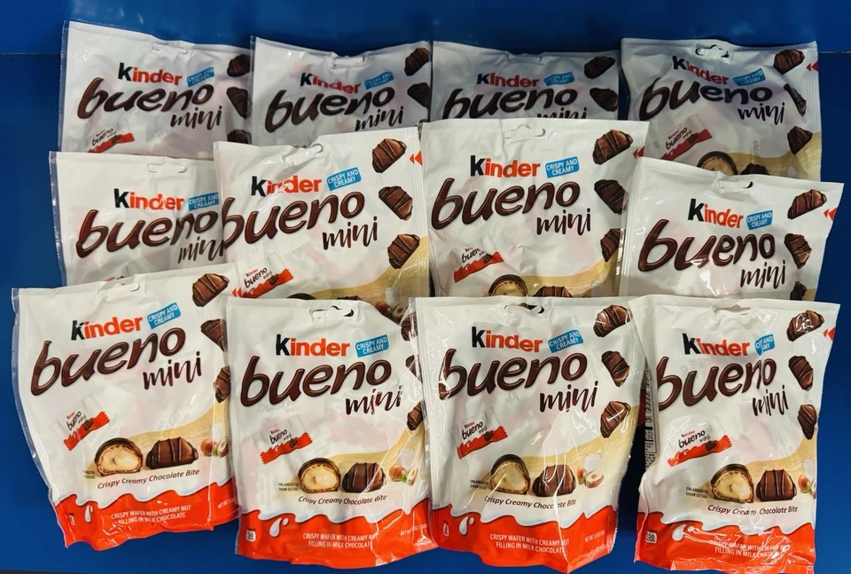 (12) Mini obleas Kinder Bueno con relleno de avellanas bolsas de 3,8 oz, BB: 04/2026 Foto 1 de 1