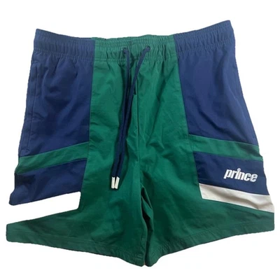 Prince Pickleball Shorts Mens Medium Green Navy Blue Athletic Drawstring - Image 1 of 4