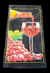 Vtg HILASAL Large Beach Towel Terry Wine And Grapes 64” x 35” - Picture 1 of 7