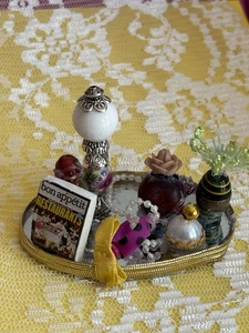 Beautiful Barbie Multicolored 1 inch Perfume Bottles Lamp mirrored tray - Picture 1 of 5