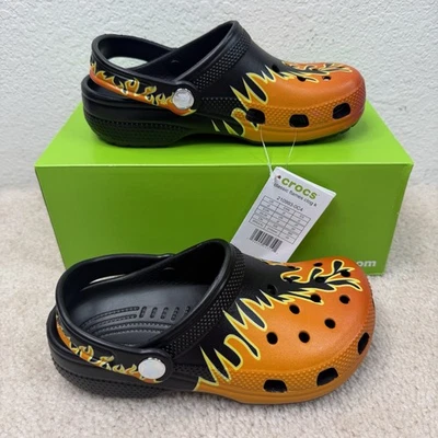 Nuevo con etiquetas Zueco Crocs Clásico Llamas Retro Hot Rod Juvenil Talla J2 Niños 210993-0C4 Foto 1 de 4