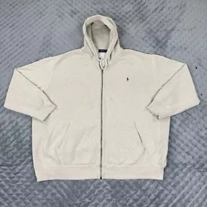 Polo Ralph Lauren Jacket Mens 4XB Big Beige Thermal Full Zip Sweatshirt Pony - Picture 1 of 12