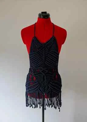 Mini Vestido Halter, Vestido de Verano Único, Encubrimiento Macramé, Mini Vestido para Playa Foto 1 de 4