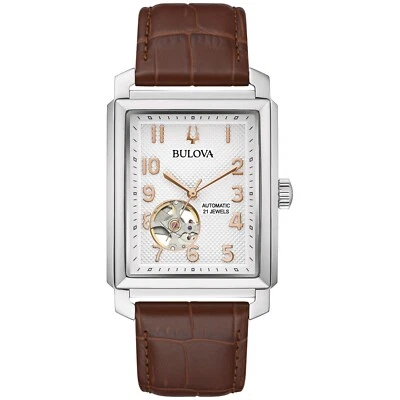 Bulova Men's Sutton Classic President Automatic Brown Leather Watch 33 MM 96A268 - Image 1 of 4