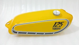 Yamaha Yz125 Yz 125 1976 Yellow Painted Steel Petrol Fuel Gas Tank +Cap - Picture 1 of 11