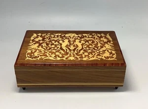 Vintage Reuge Inlayed Musical Box Made in Italy Swiss Movements 6.5”x4” VGUC - Picture 1 of 5