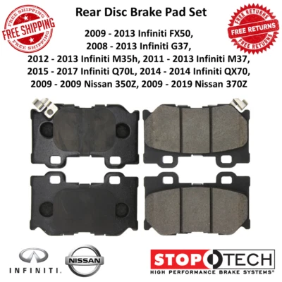 StopTech Rear Sport Brake Pads w/Shim for Infiniti FX50 G37 M37 Q50 Nissan 350Z - Image 1 of 4