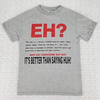 Camisa Turística Canadá Vintage S Gris Definición De Eh? Canadian Funny Made EE. UU. Foto 1 de 4