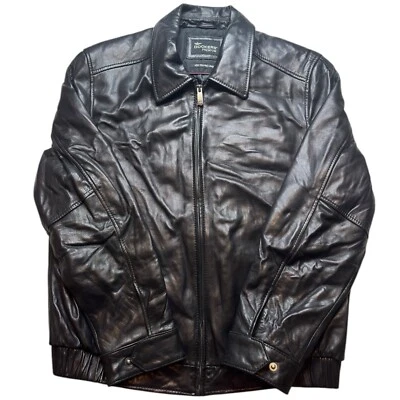 Chaqueta Dockers Premium Para Hombre Nueva Zelanda Cordero Cuero Negro Cremallera Completa Mediana Foto 1 de 4