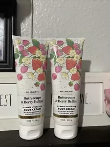 2 New BUTTERCUPS & BERRY BELLINI BATH & BODY WORKS BODY CREAM LOTION - Picture 1 of 2