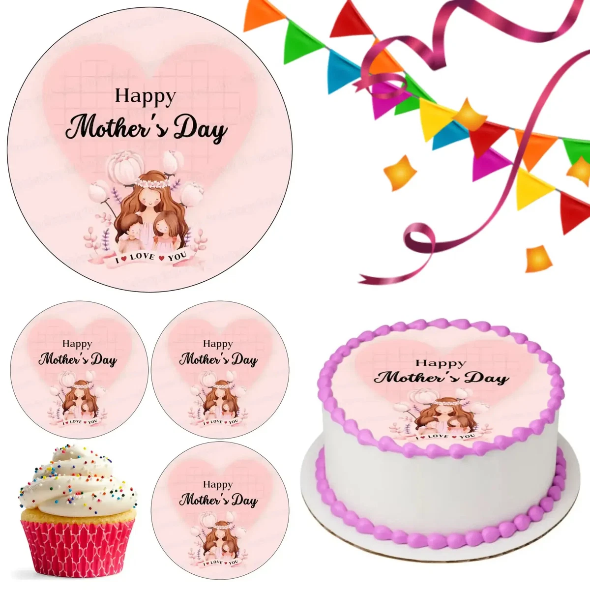 12-Piece Mother’s Day Cake Topper Set – Acrylic “Best Mom Ever” Decorations For Cupcakes & Cakes 8 thumbnail image