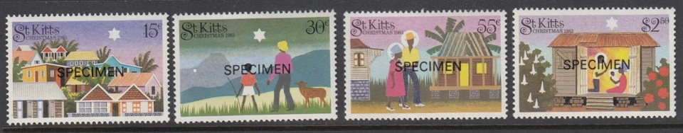 Christmas Overprint SPECIMEN Christianity 1983 Saint Kitts MNH 4 v perf Full set - Image 1 of 1